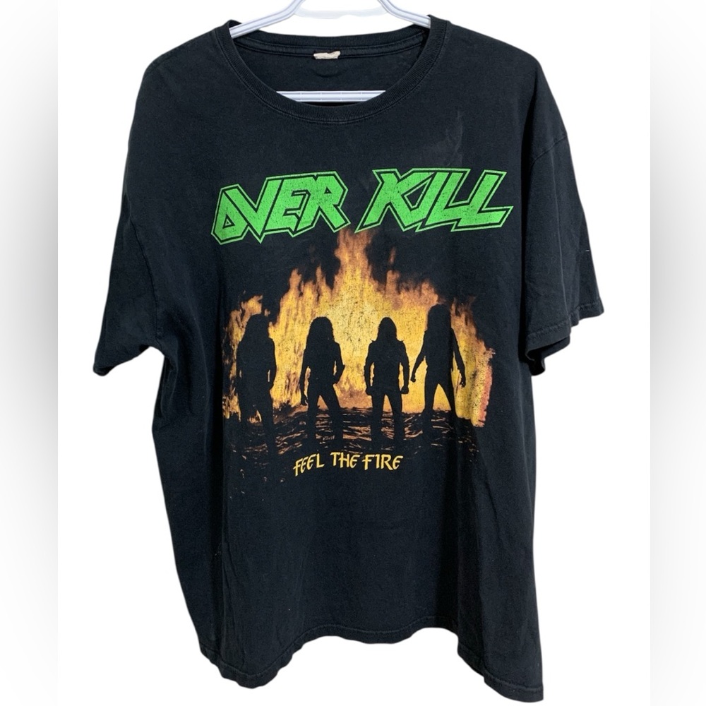 Vintage Overkill Thrash Metal Band 2006 Feel The Fire T-Shirt Size Large Anvil